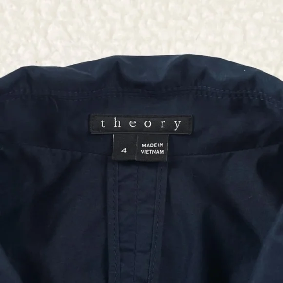 THEORY • Navy Blue Gemine Sleeveless Tiered A-Line Mini Dress, 4 - Picture 14 of 16